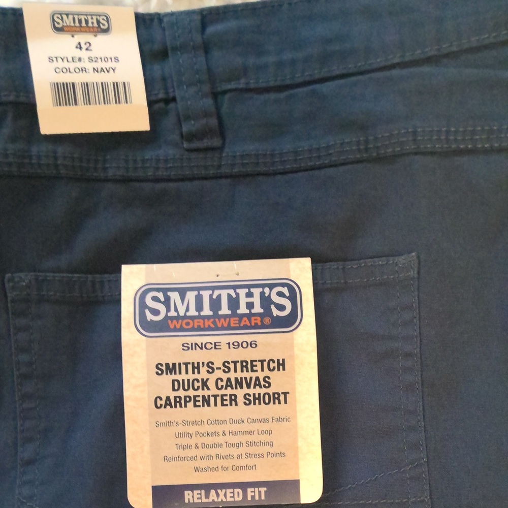 NWT Smith's Workwear Navy Duck Canvas Carpenter Shorts Mens 42